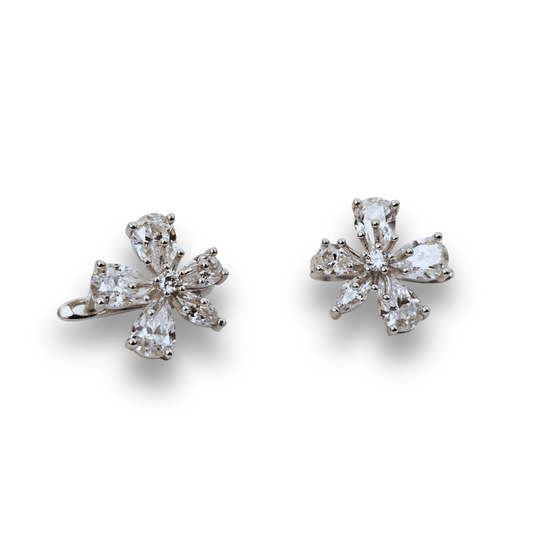 Floral CZ Cross Stud Earrings
