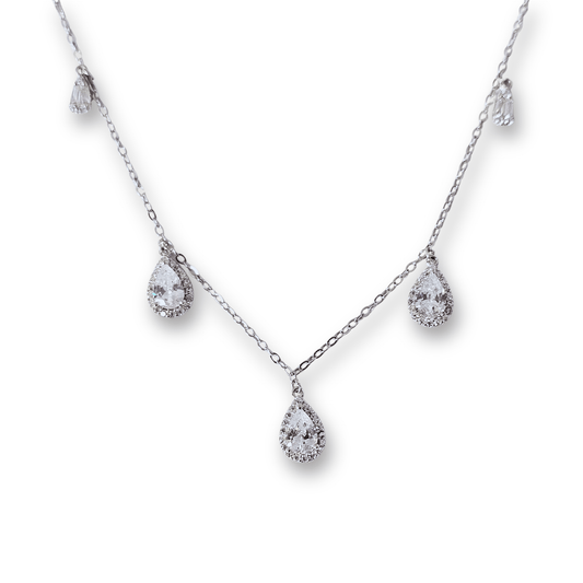 Tear Drop CZ Charm Necklace
