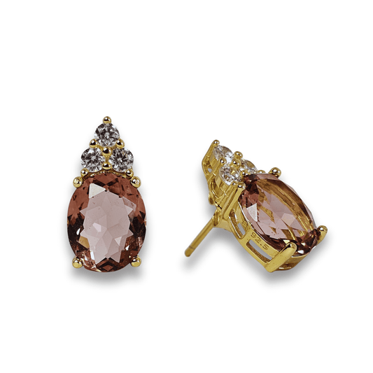 Champagne Amethyst CZ Stud Earrings