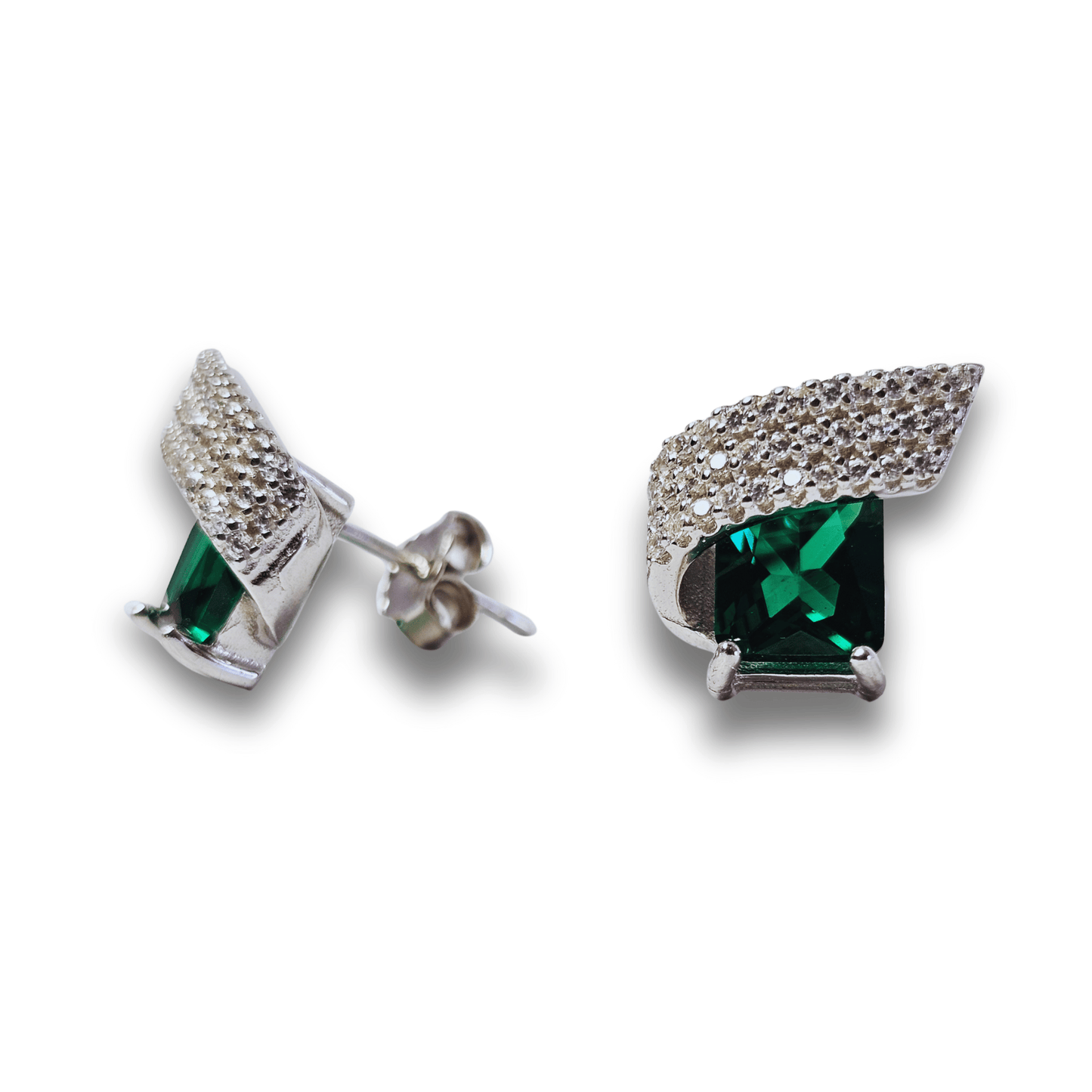 Emerald Winged CZ Stud Earrings