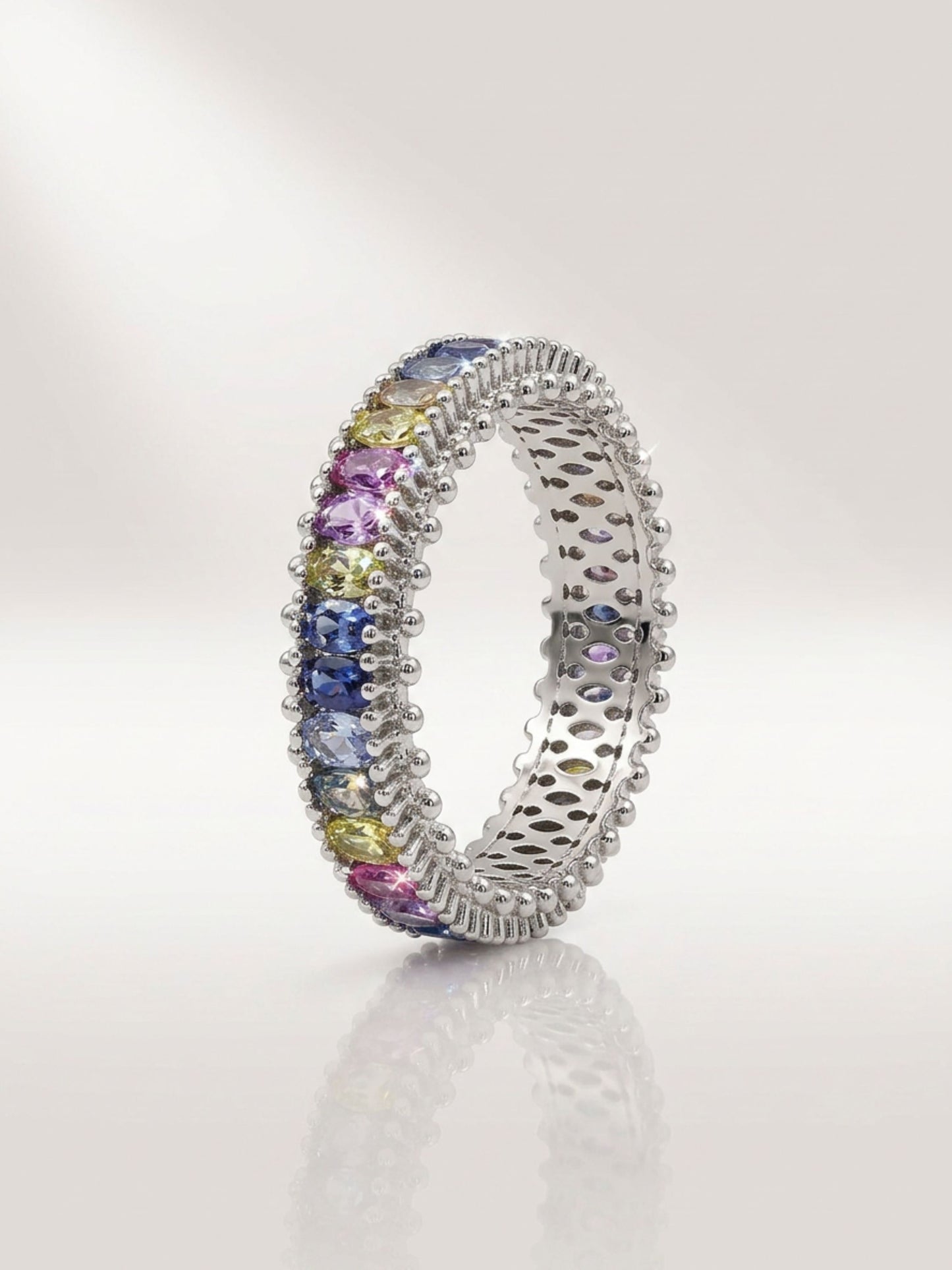 AANYA Sleek Baguette Silver Band