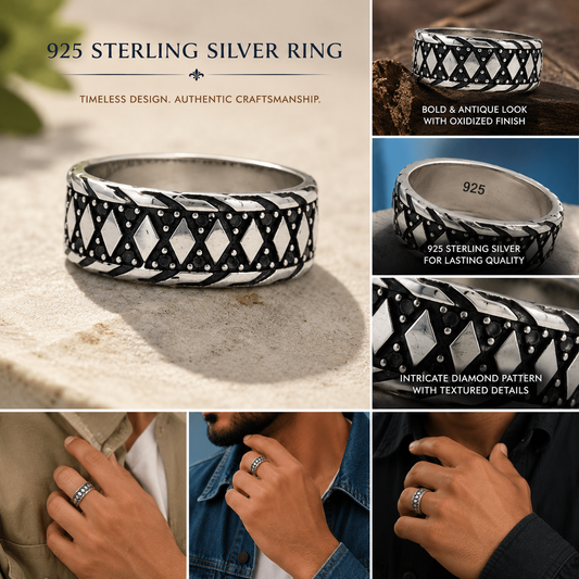 Viking Weave Oxidised Band Ring