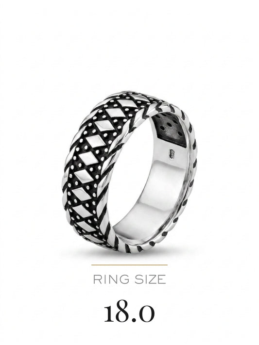 Viking Weave Oxidised Band Ring