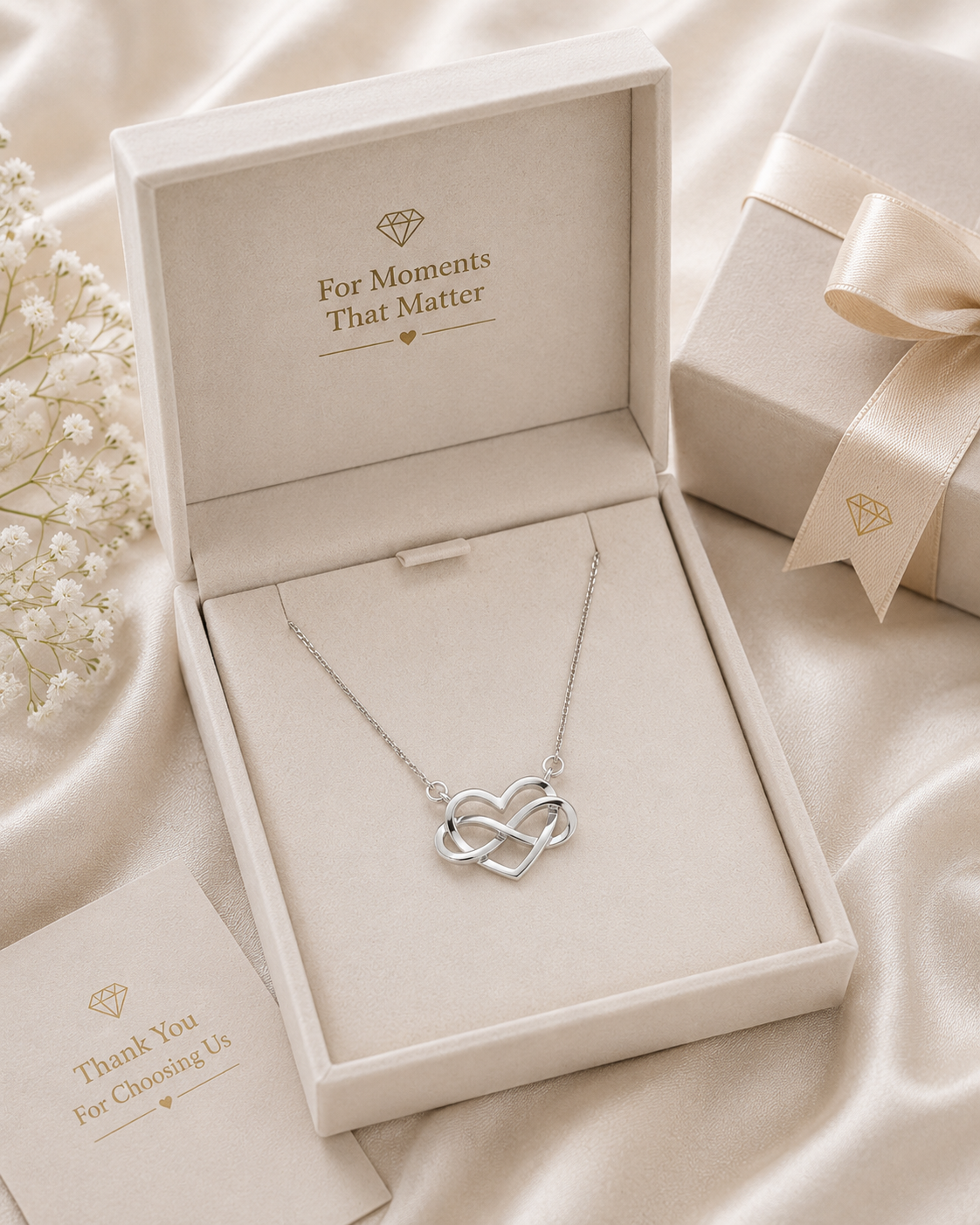AANYA Infinite Heart Halo Pendant presented in premium jewellery gift box