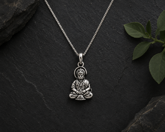 AANYA Lord Hanuman Silver Pendant