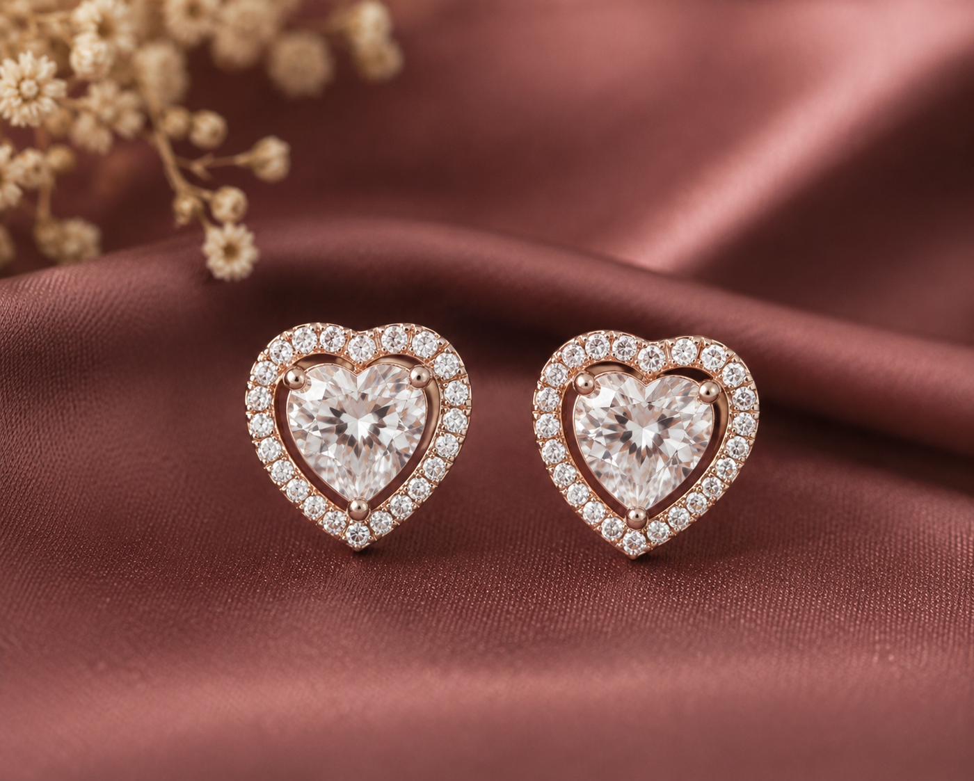 Classic Heart CZ Stud Earrings