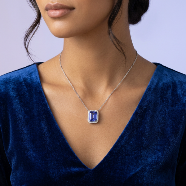 AANYA Tanzanite Blue Solitaire Pendant Chain