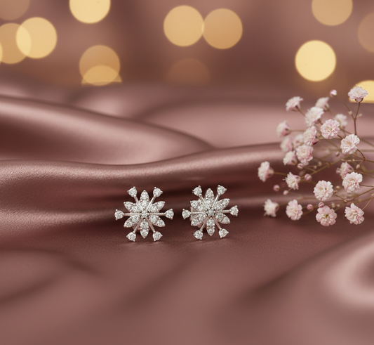 Snowflake CZ Stud Earrings