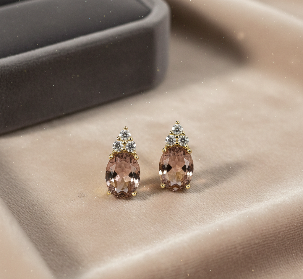 Champagne Amethyst CZ Stud Earrings