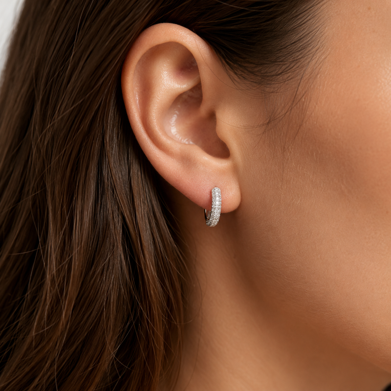 AANYA Minimal CZ Curve Hoop Earrings