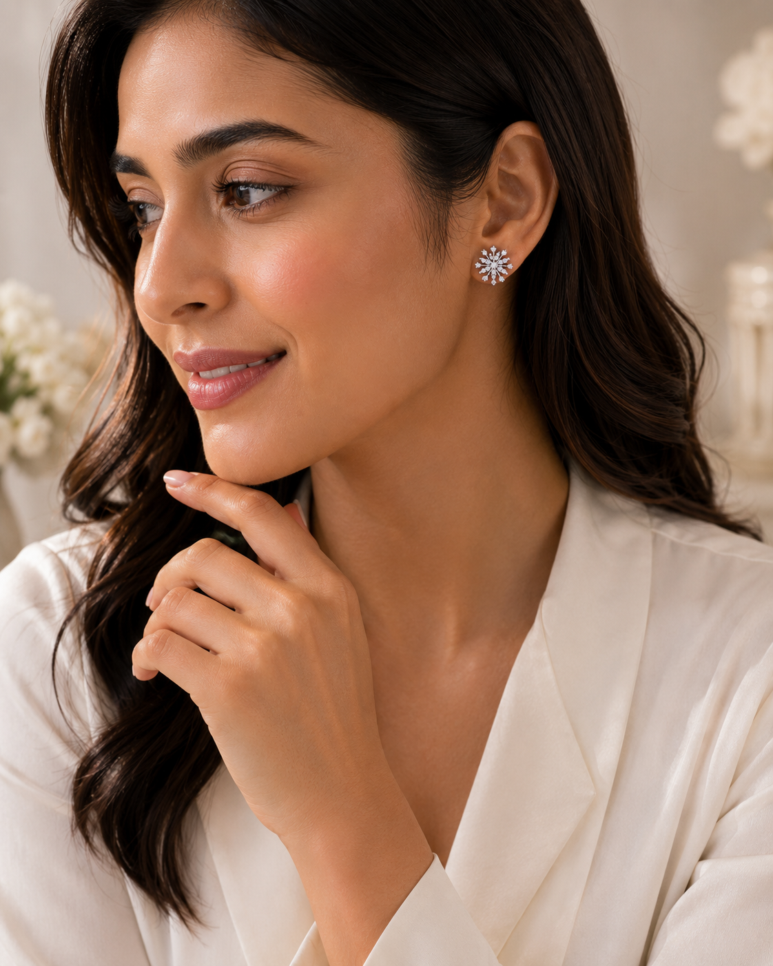 Snowflake CZ Stud Earrings