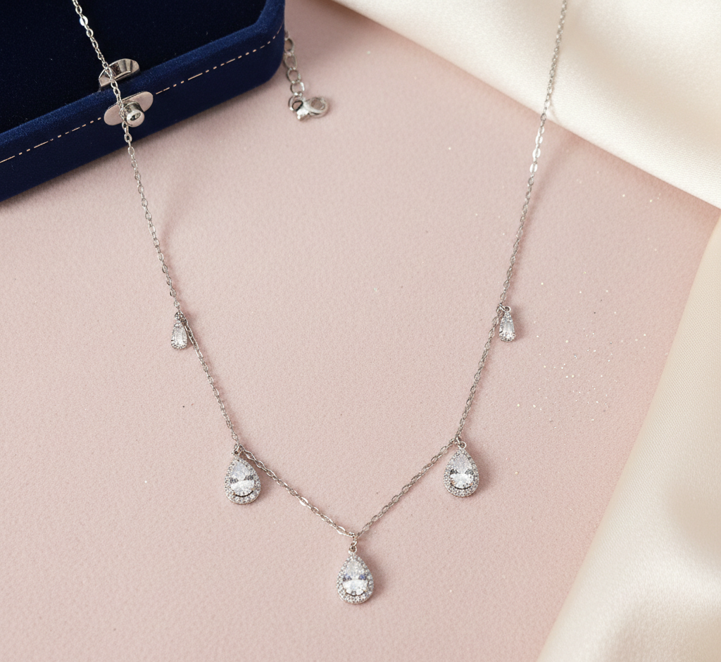 Tear Drop CZ Charm Necklace