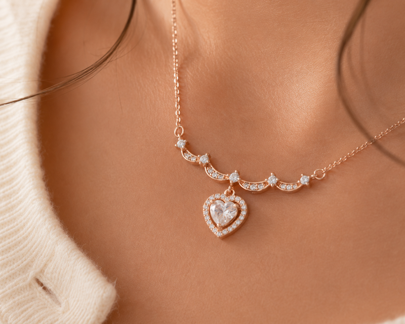AANYA Heart Solitaire CZ Silver Pendant