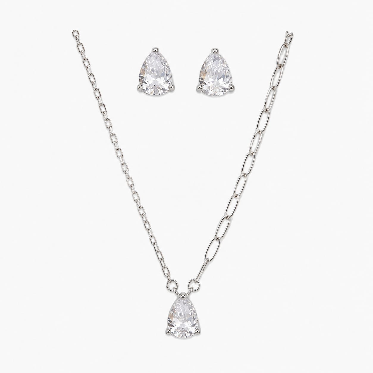 Minimalist crystal jewelry set product flat lay