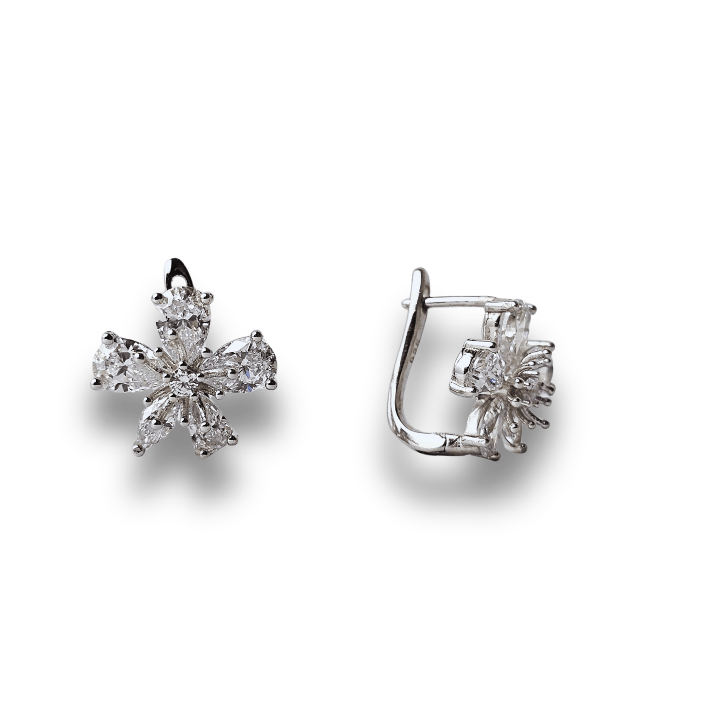 Floral CZ Cross Stud Earrings