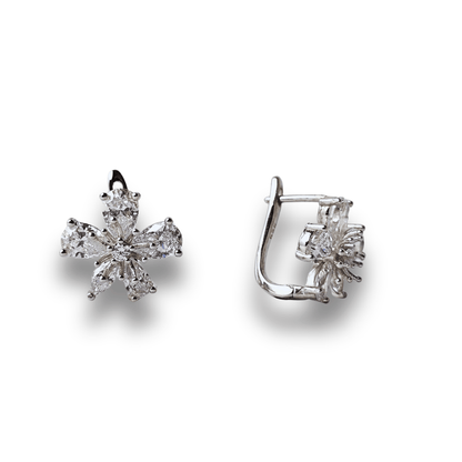 Floral CZ Cross Stud Earrings
