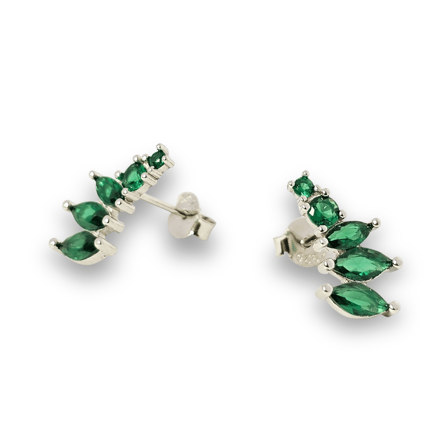 Emerald Leaf CZ Ear Climbers