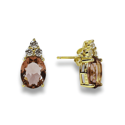 Champagne Amethyst CZ Stud Earrings