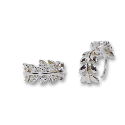 Oilve Leaf CZ Stud Earrings