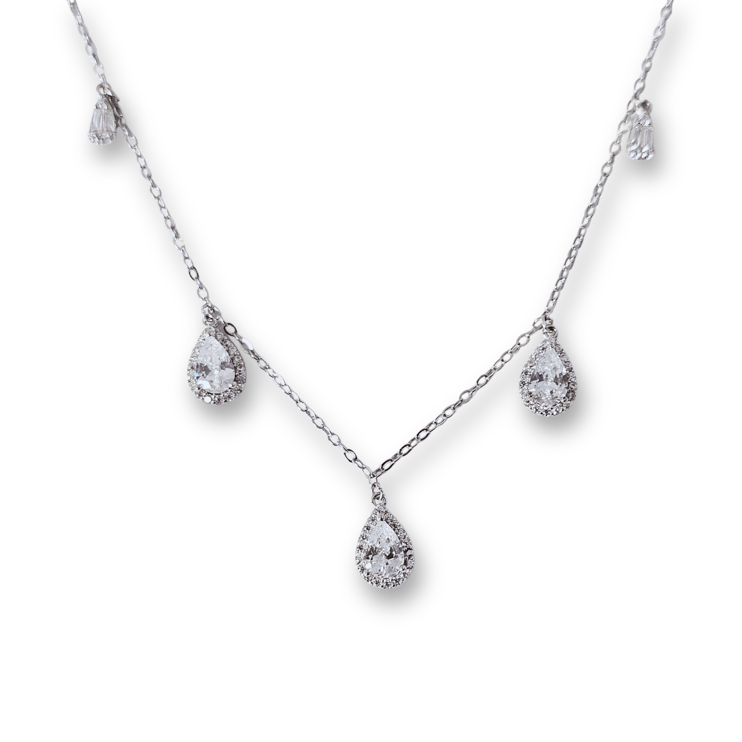 Tear Drop CZ Charm Necklace