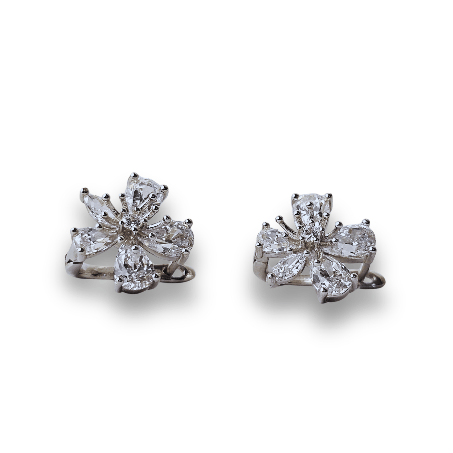 Floral CZ Cross Stud Earrings