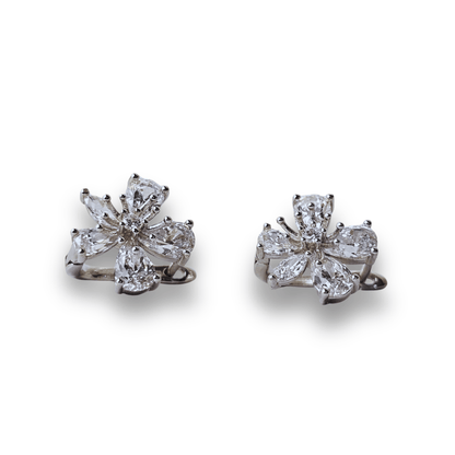 Floral CZ Cross Stud Earrings