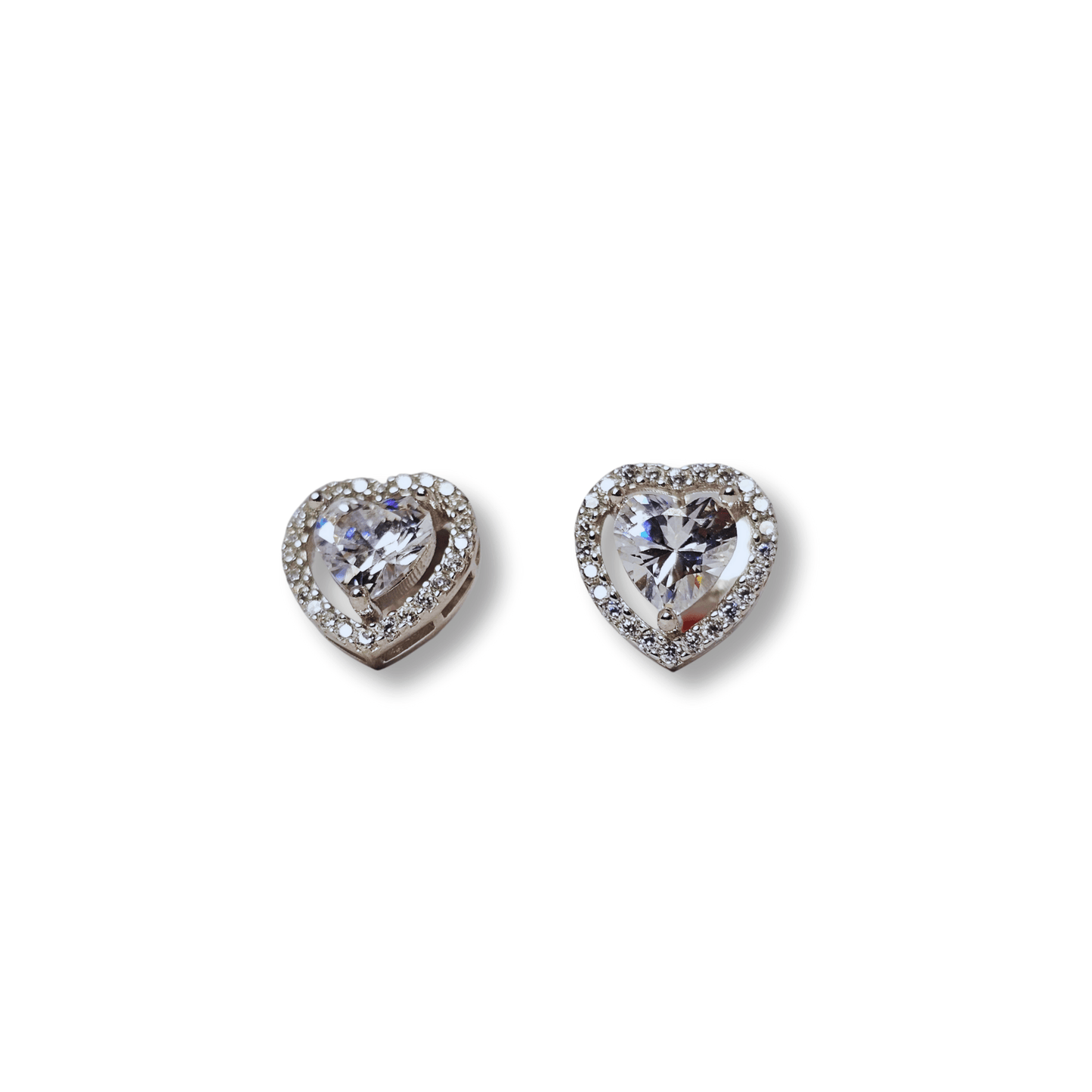 Classic Heart CZ Stud Earrings