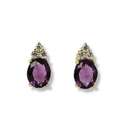 Purple Amethyst CZ Stud Earrings