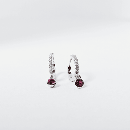 Ruby Accent CZ Hoop Earrings