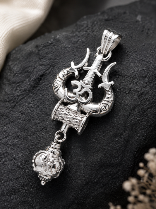 AANYA Divine Trishul Damru Om Mahakal Pendant