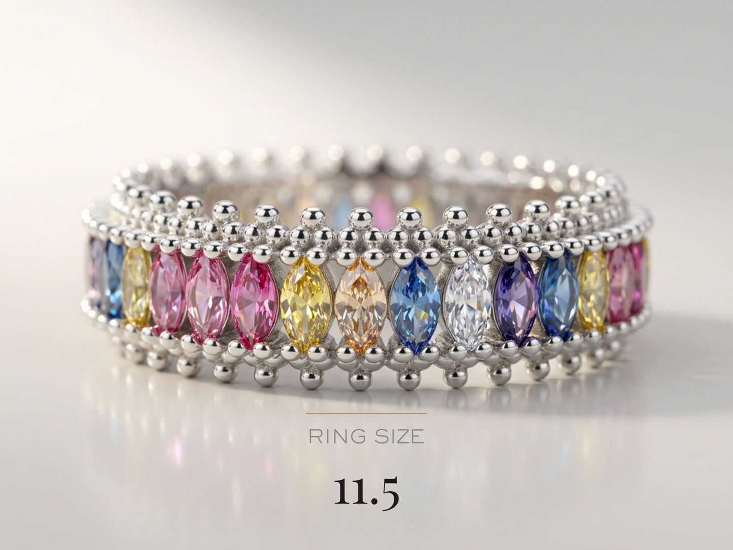 AANYA Sleek Baguette Silver Band