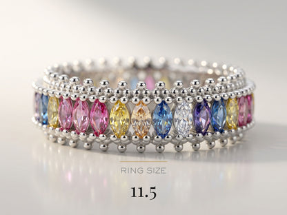 AANYA Sleek Baguette Silver Band