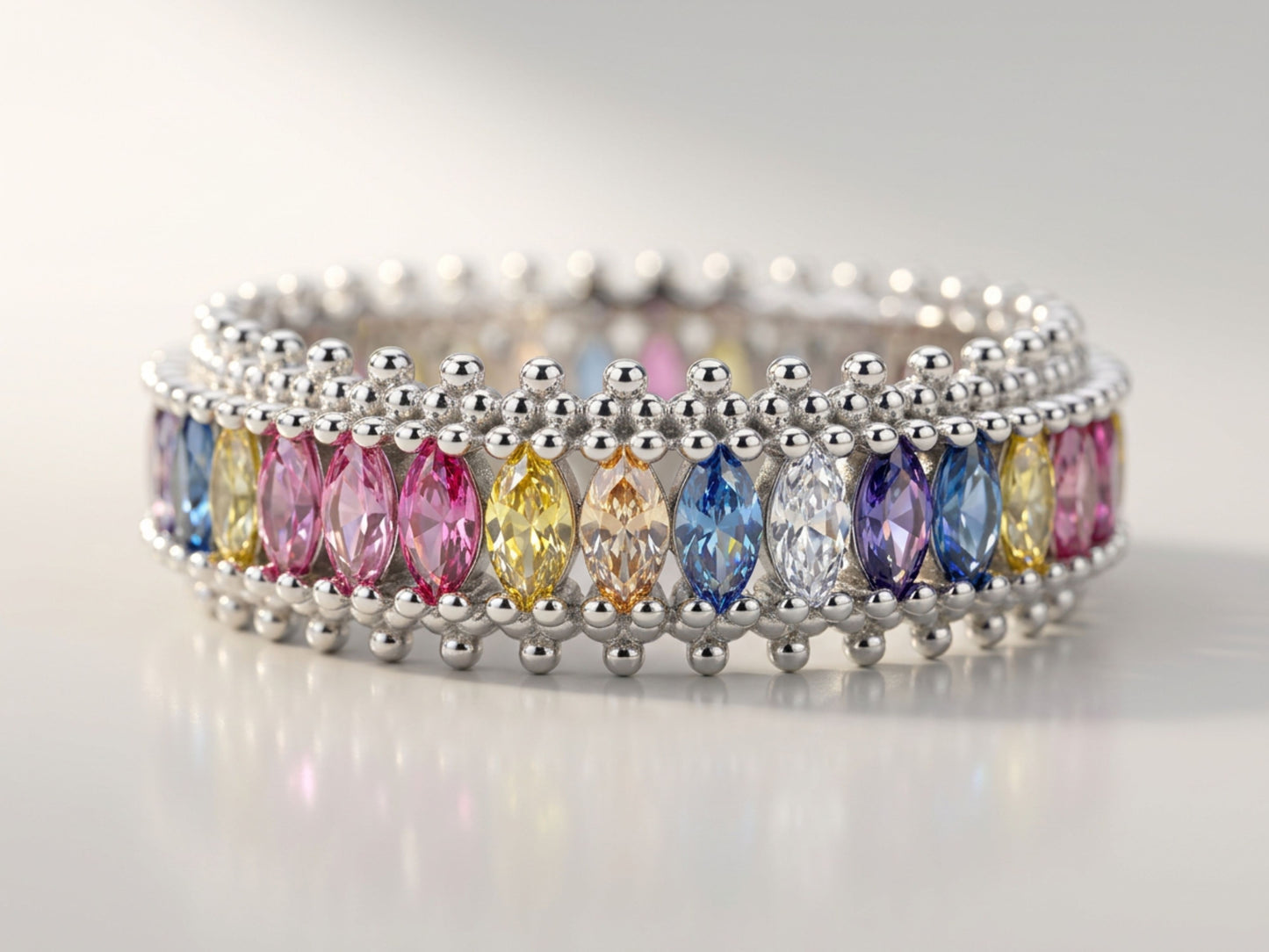 AANYA Sleek Baguette Silver Band