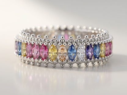 AANYA Sleek Baguette Silver Band