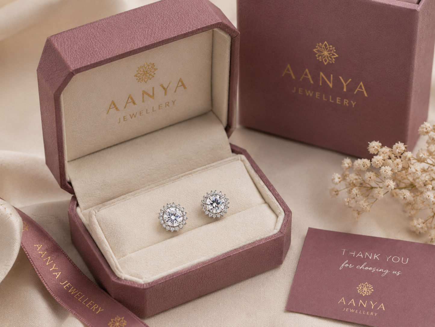AANYA Celestial Halo CZ Stud Earrings