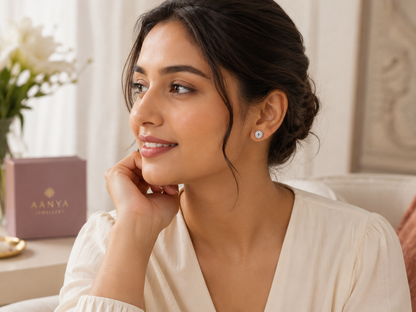 AANYA Celestial Halo CZ Stud Earrings