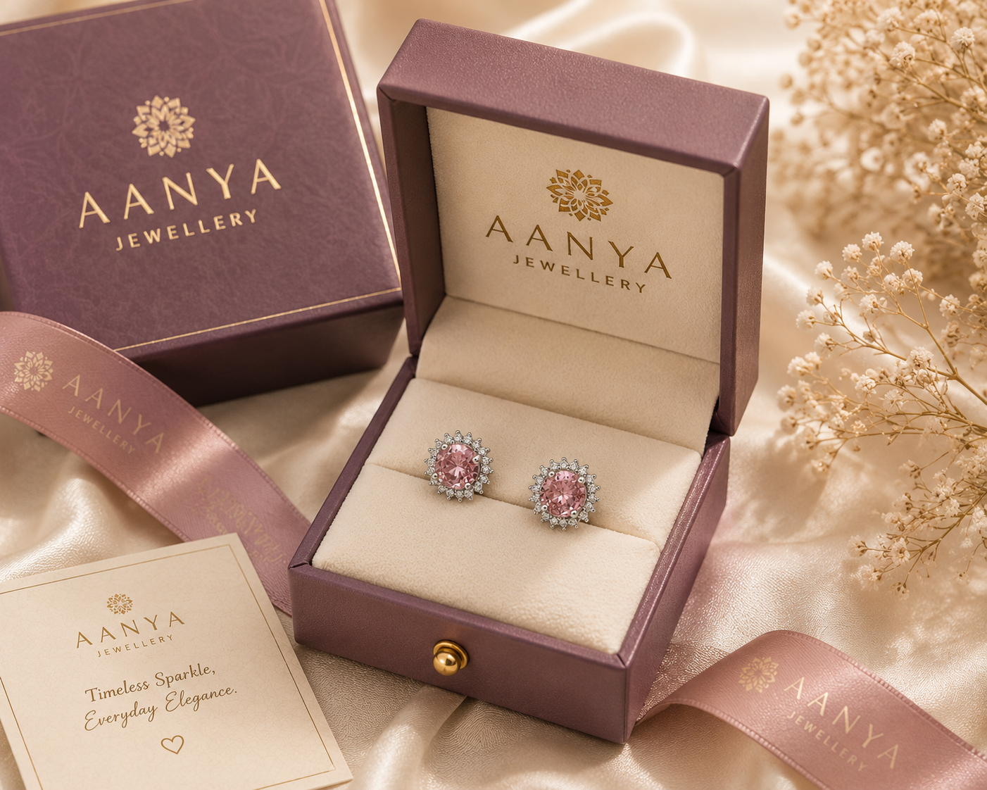 AANYA Celestial Halo CZ Stud Earrings