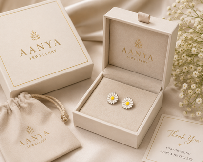 AANYA Daisy Bloom Enamel Flower Stud Earrings