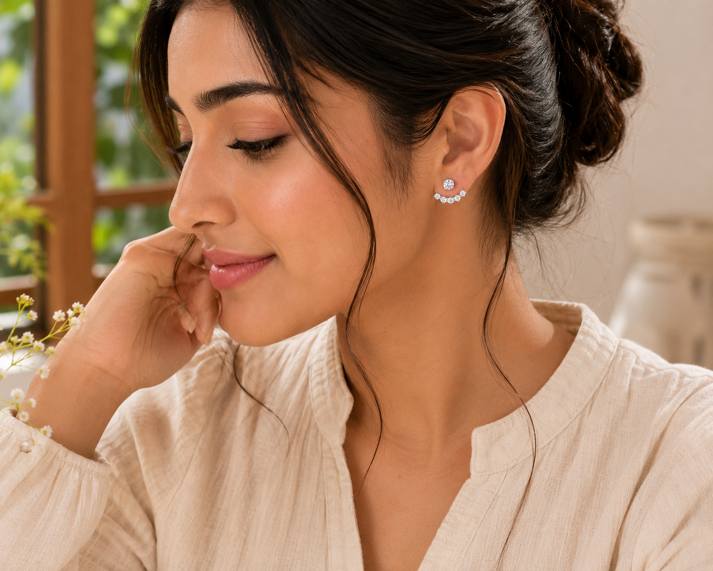 AANYA Celestial Crown Jacket CZ Stud Earrings