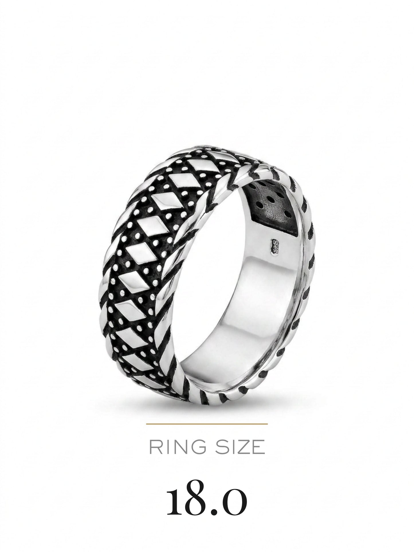 AANYA Viking Weave Oxidised Band Ring