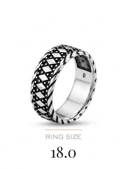 AANYA Viking Weave Oxidised Band Ring