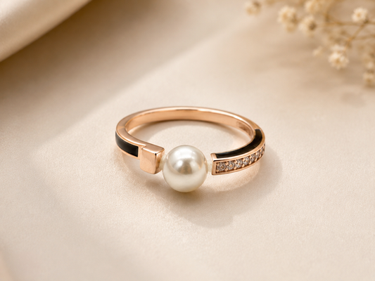 AANYA Elegance Pearl Open Ring