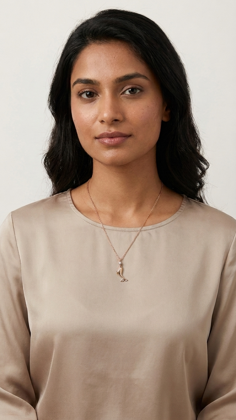 AANYA Dolphin Heart CZ Silver Pendant