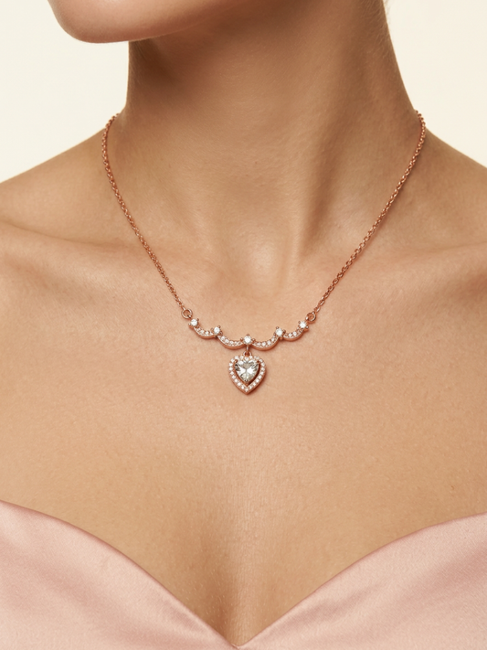 Heart Solitaire CZ Silver Pendant