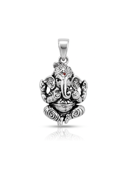 AANYA Lord Ganesha Silver Pendant