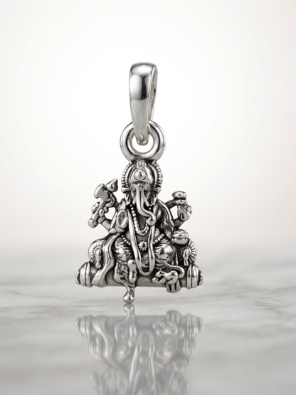 AANYA Lord Ganesha Silver Pendant