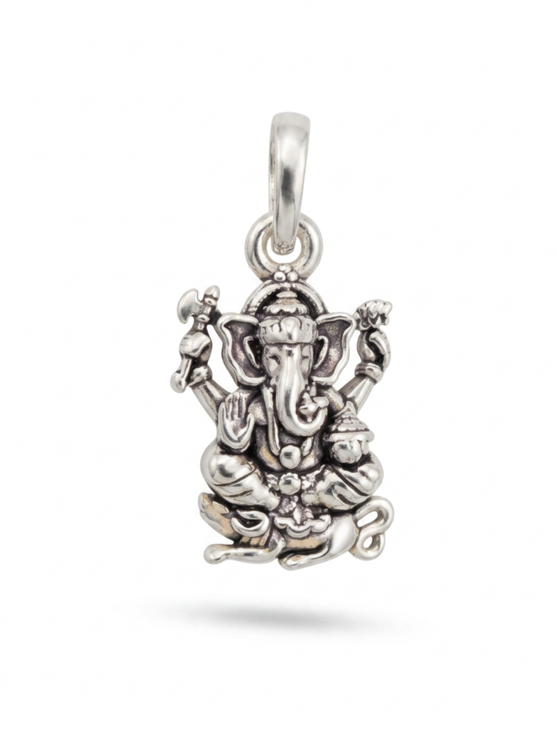 AANYA Lord Ganesha Silver Pendant