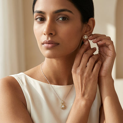 AANYA Ivory Bloom Pendant Set