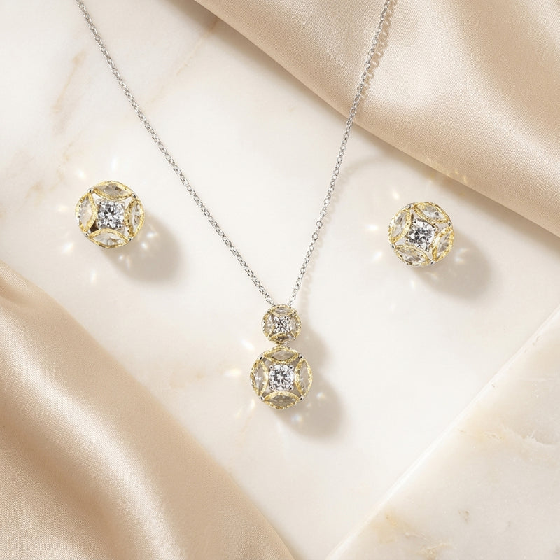 AANYA Ivory Bloom Pendant Set