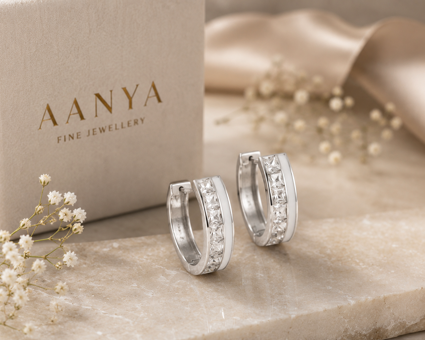 AANYA Classic CZ Hoop Earrings